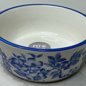 Rockybear Pet Bowl Small Pet Ceramic White Blue Flowers Bowl Dish Bowl New